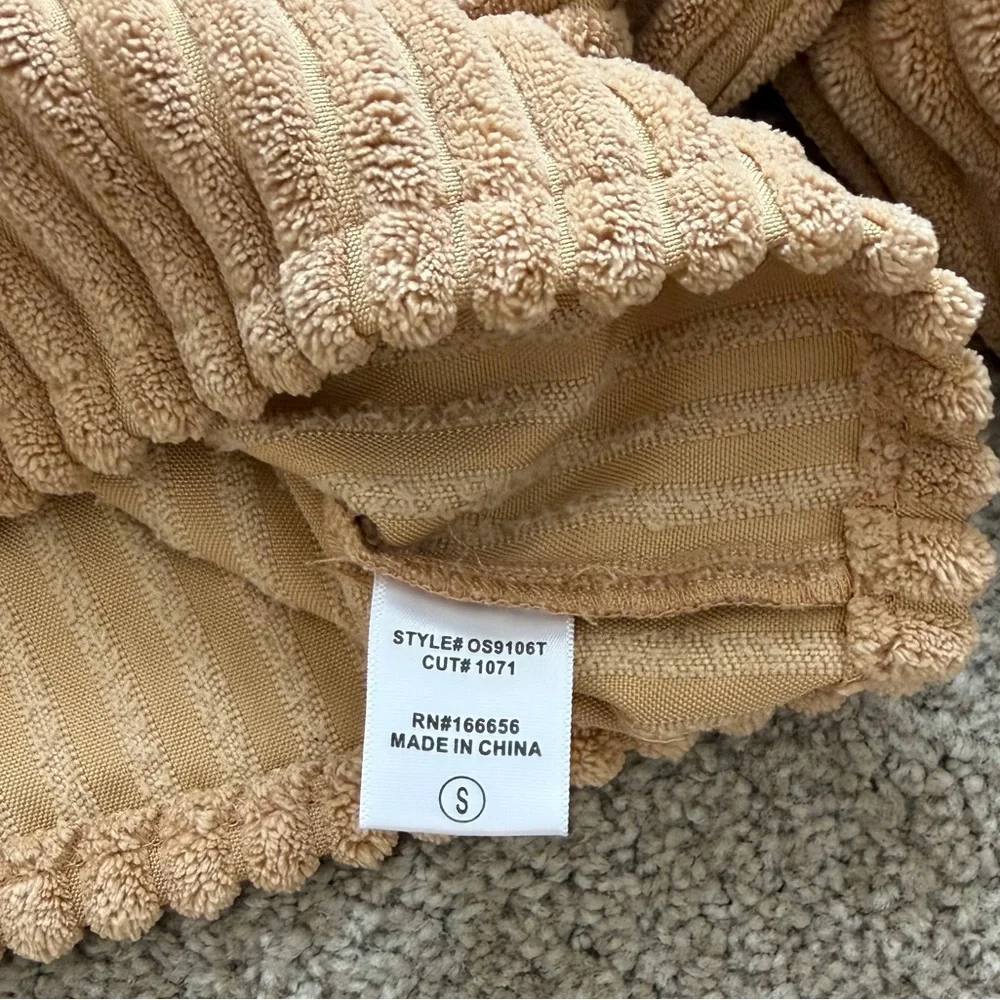 Camel Corduroy Ribbed Two-Piece Lounge Set - Picture 4 of 5